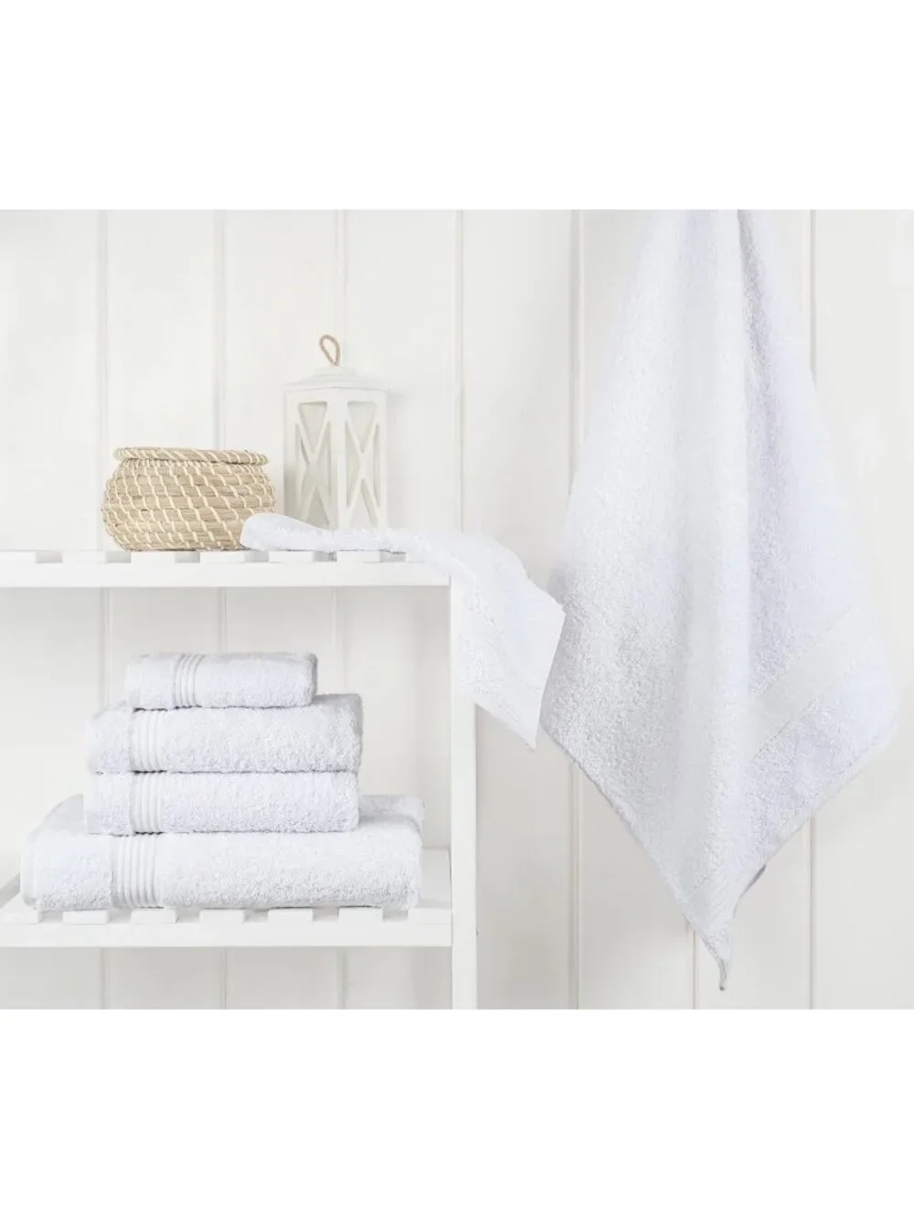 Soft Absorbent 100% Cotton Turkish Towel Set, Quick Dry, 6 Pieces, Snow White